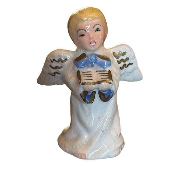 Vintage MCM 50s Japan Blonde Boy Choir Angel Singing Porcelain China Figurine - Picture 1 of 4